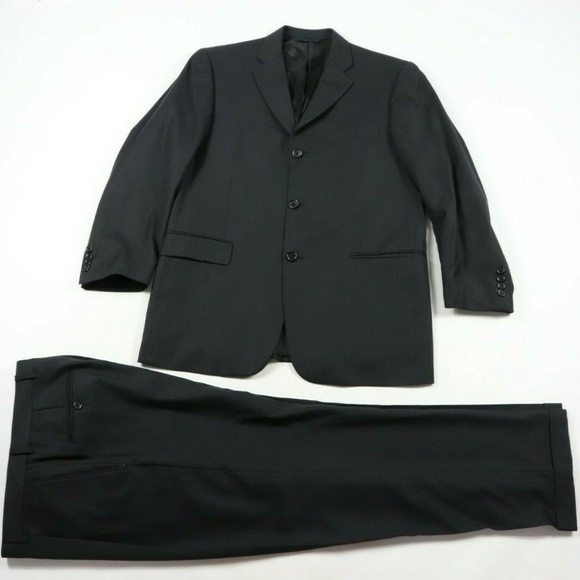 Burberry London Pinstriped 2 Piece Suit Wool Navy